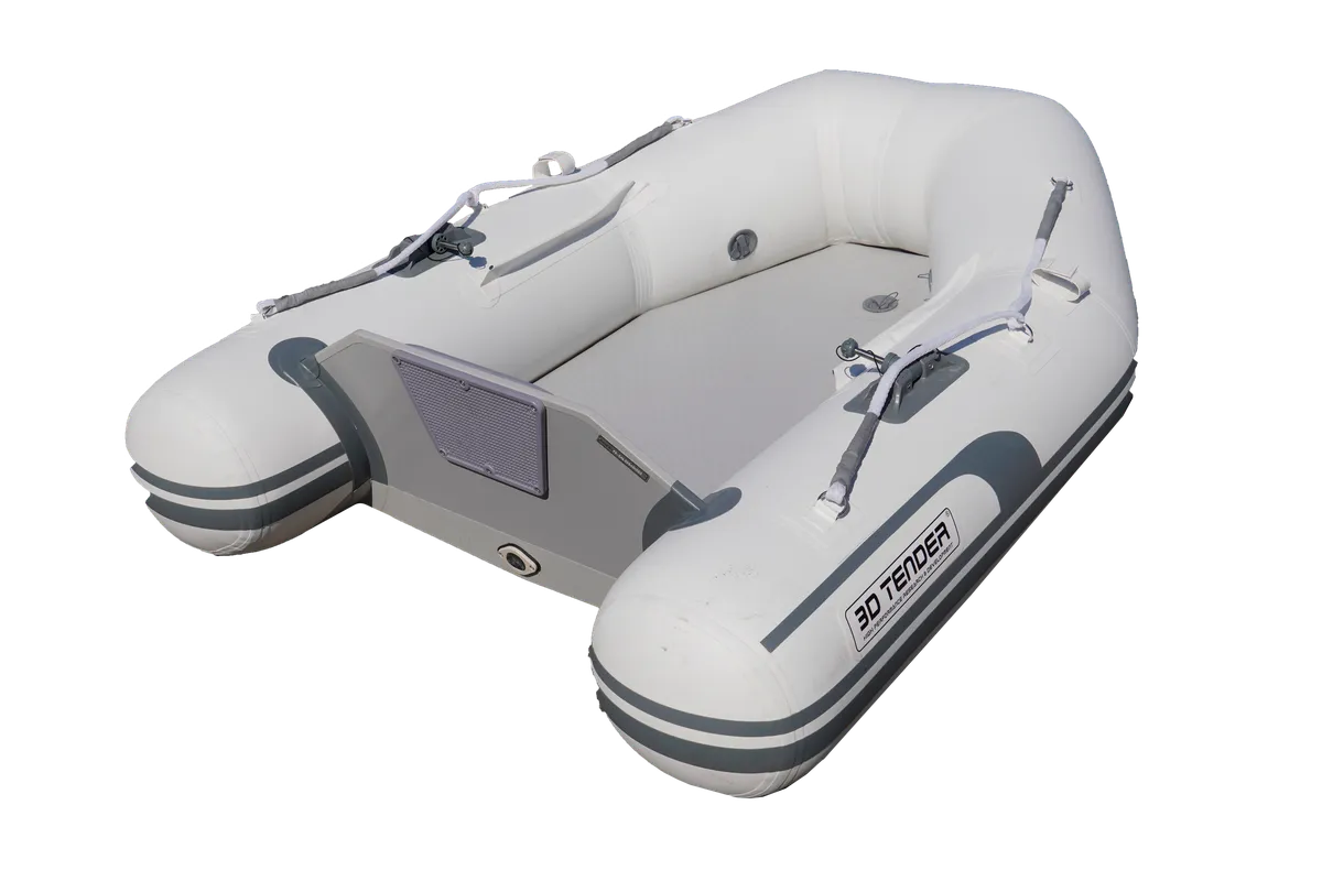 3D Tender Superlight Twin Air 270: Opblaasboot rubberboot op parkeerplaats