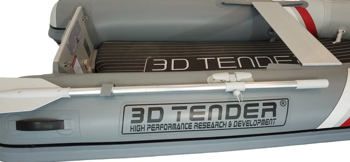 3D Tender Twin Hypalon 230: Opblaasboot met logo en peddel