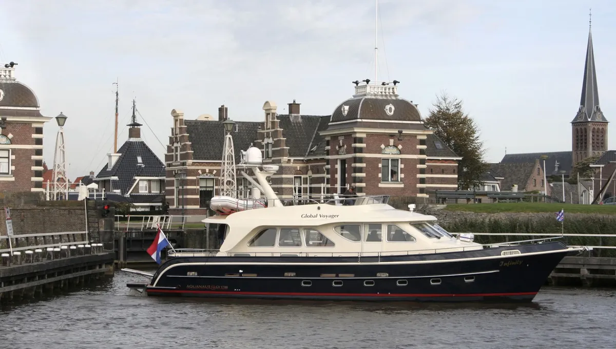 Aquanaut Global Voyager 1700: Motorjacht vaart door kanaal
