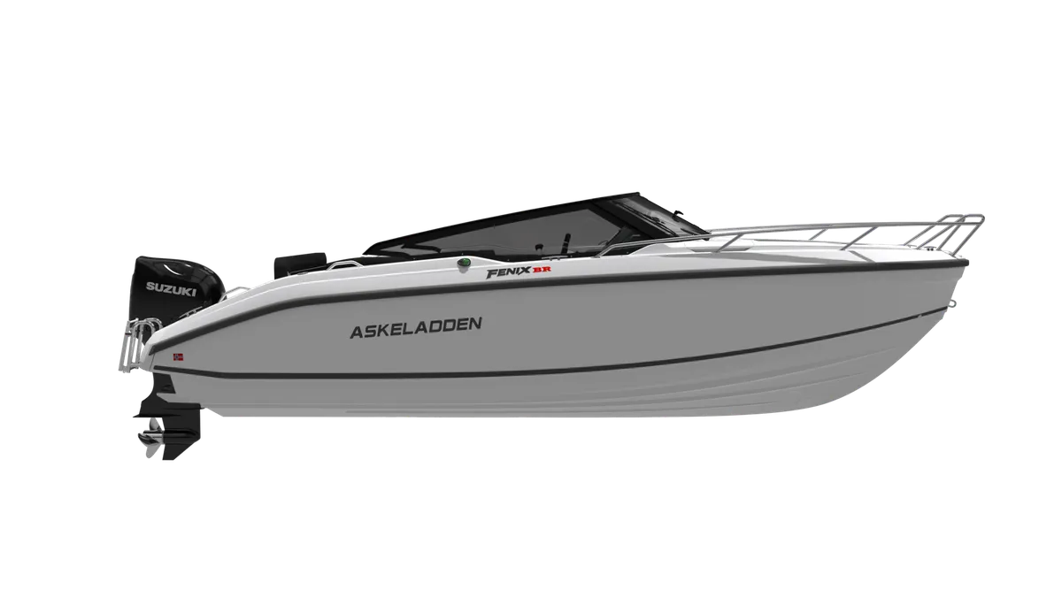 Askeladden Fenix 66BR: Witte motorboot zijaanzicht studio