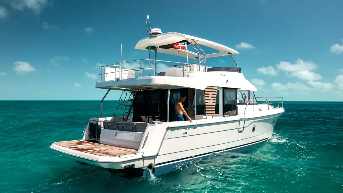 Beneteau Swift Trawler 48: Motorjacht varend op zee