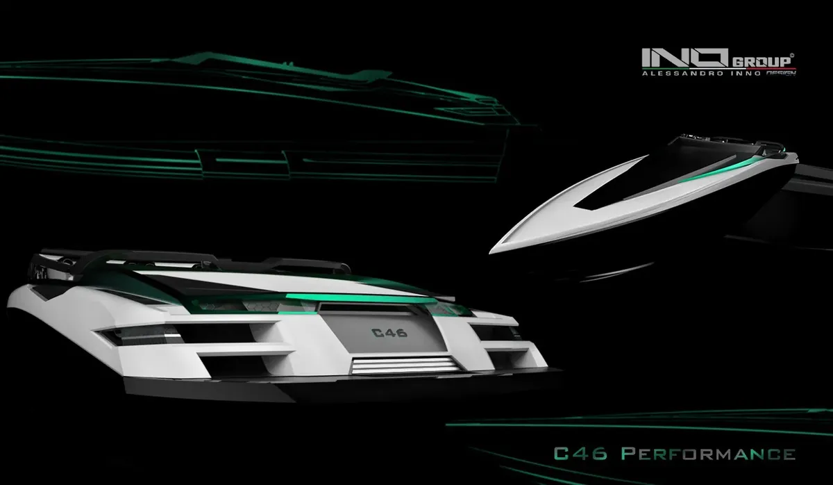 Cobrey Yachts 46 Performance: Conceptontwerp futuristische boot voorka