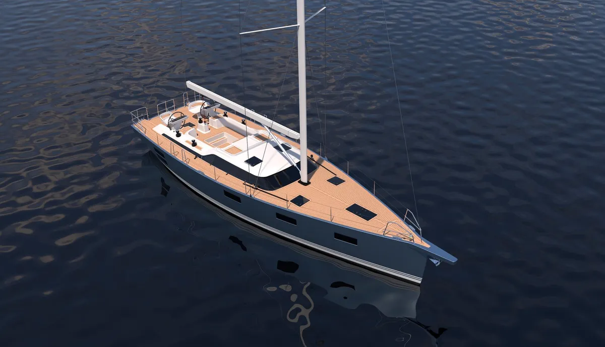 Contest Yachts 56CS: Zeilboot op zee van bovenaf