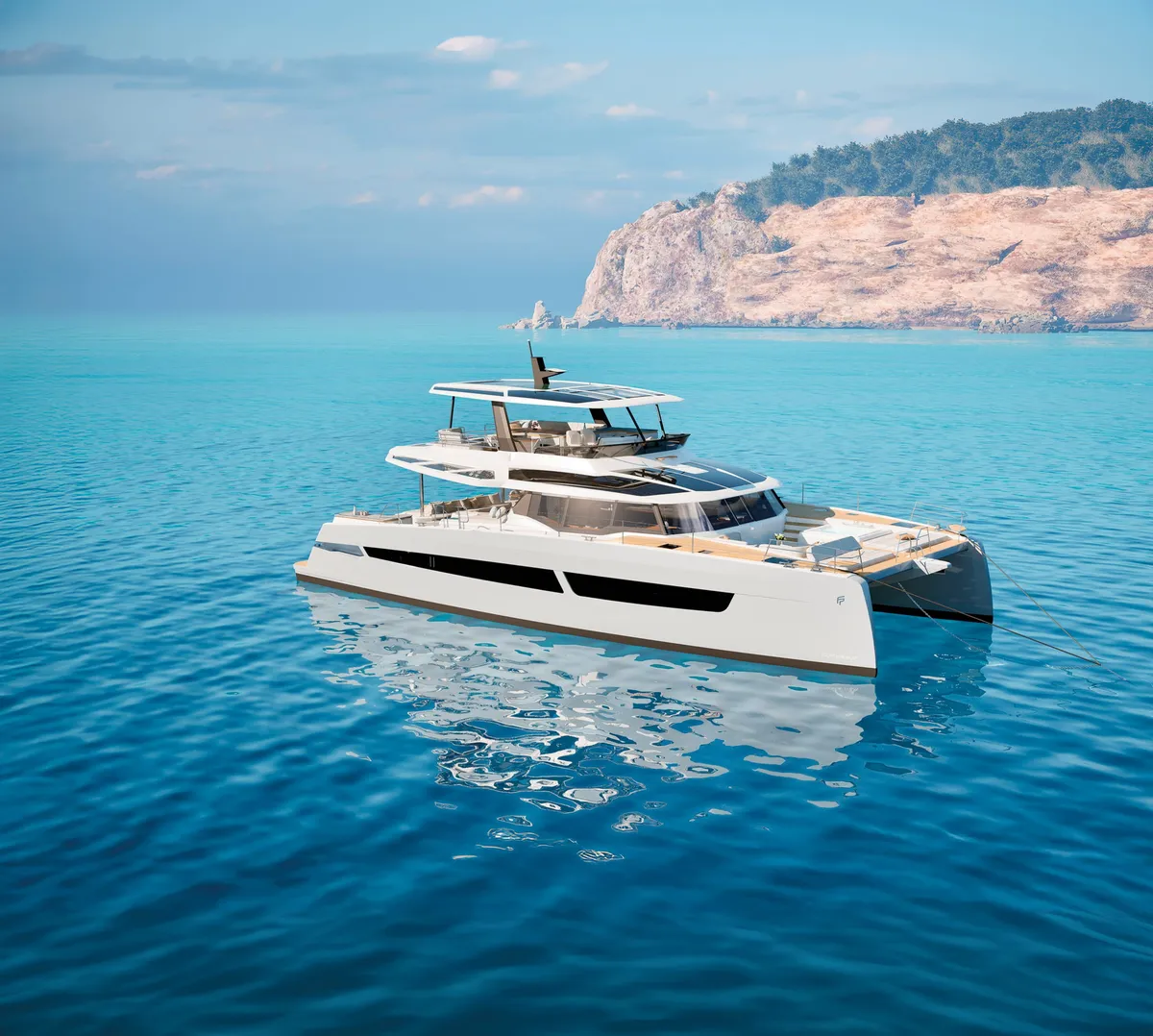 Fountaine Pajot FPY 70: Catamaran varend bij kust