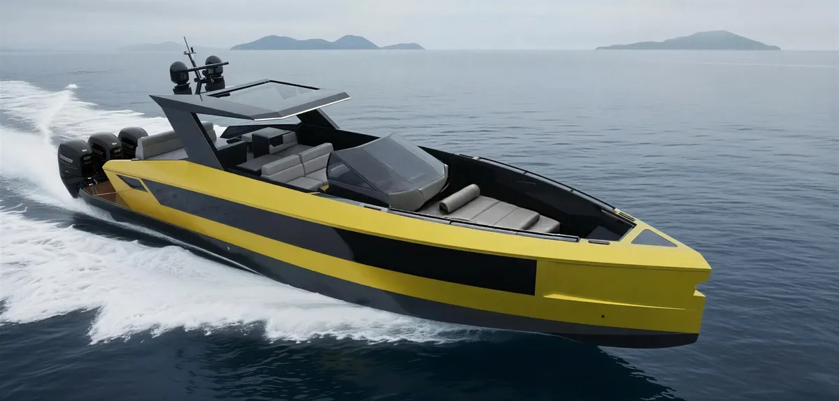 Futuro Boats ZX 40: Gele boot varend op zee