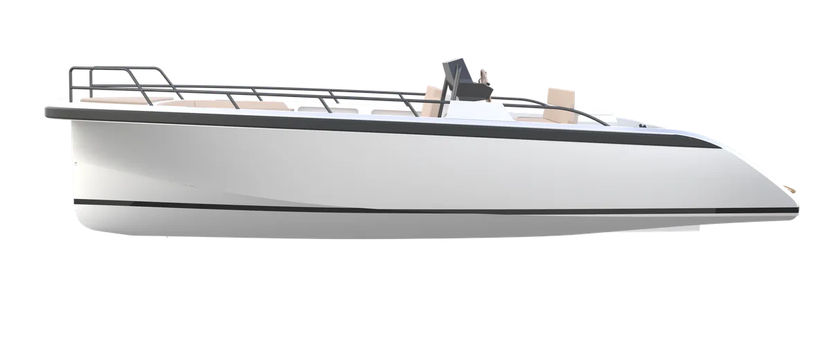 JR Yachts X8: Boot zijaanzicht witte romp