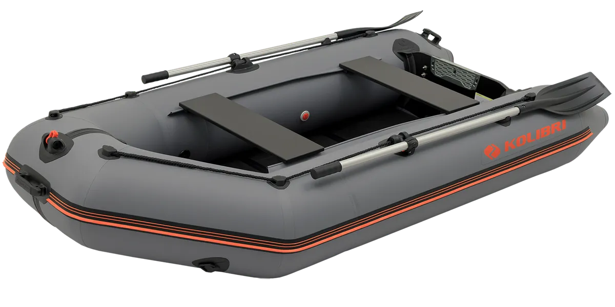 Kolibri KM-280D: Grijze rubberboot met peddel
