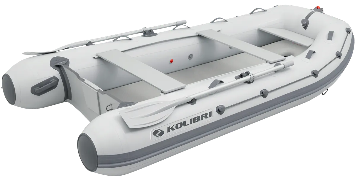Kolibri KM-330DXL: Opblaasboot met peddel op wit