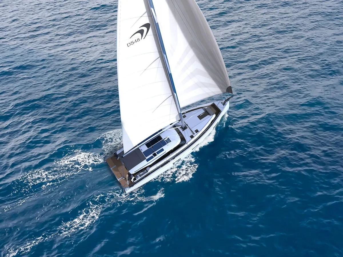 Moody DS48: Zeilboot varend op zee