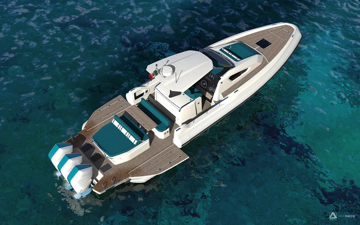 Nuova Jolly Marine Prince 45: Boot van bovenaf gezien