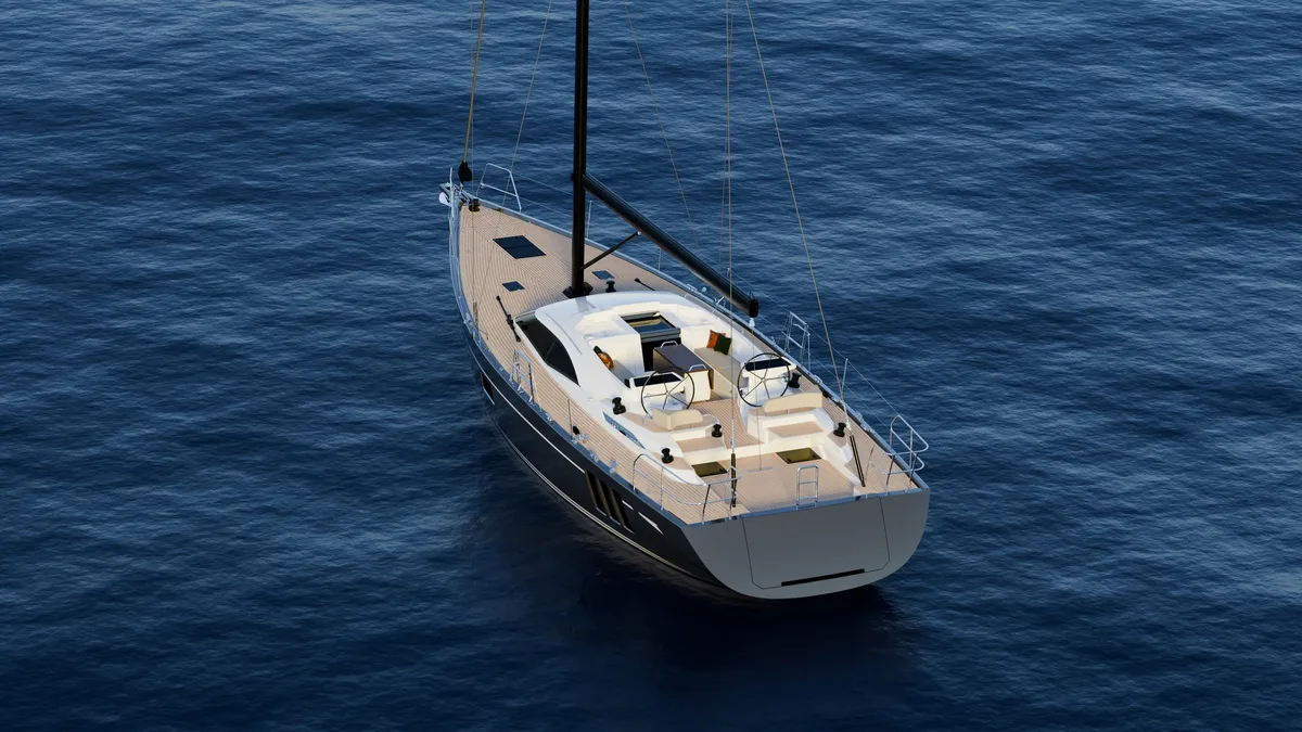 Oyster Yachts 515: Zeilboot van bovenaf gefotografeerd