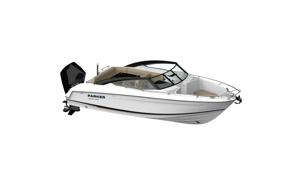 Parker Poland 690 BR: Witte speedboot zijaanzicht studio