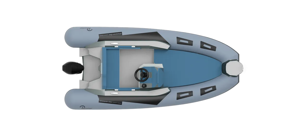 Ranieri International Cayman One Luxury Tender: Rubberboot van bovenaf gezien