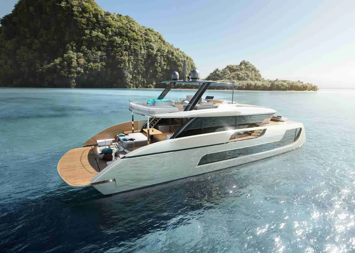 Sunreef Yachts 77 Ultima: Luxe jacht op zee bij eiland